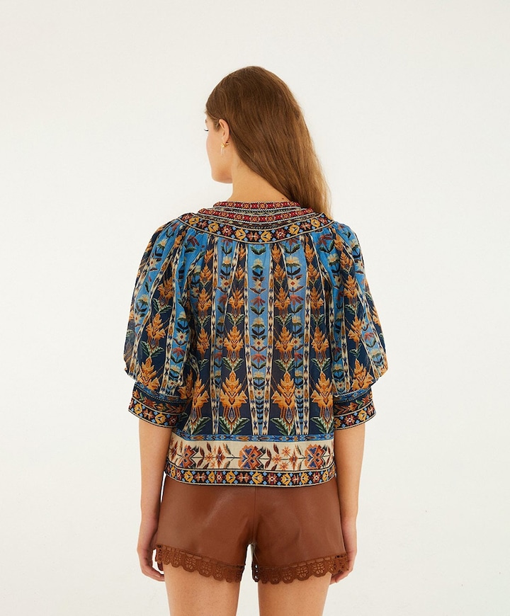 Dames blouse blauw