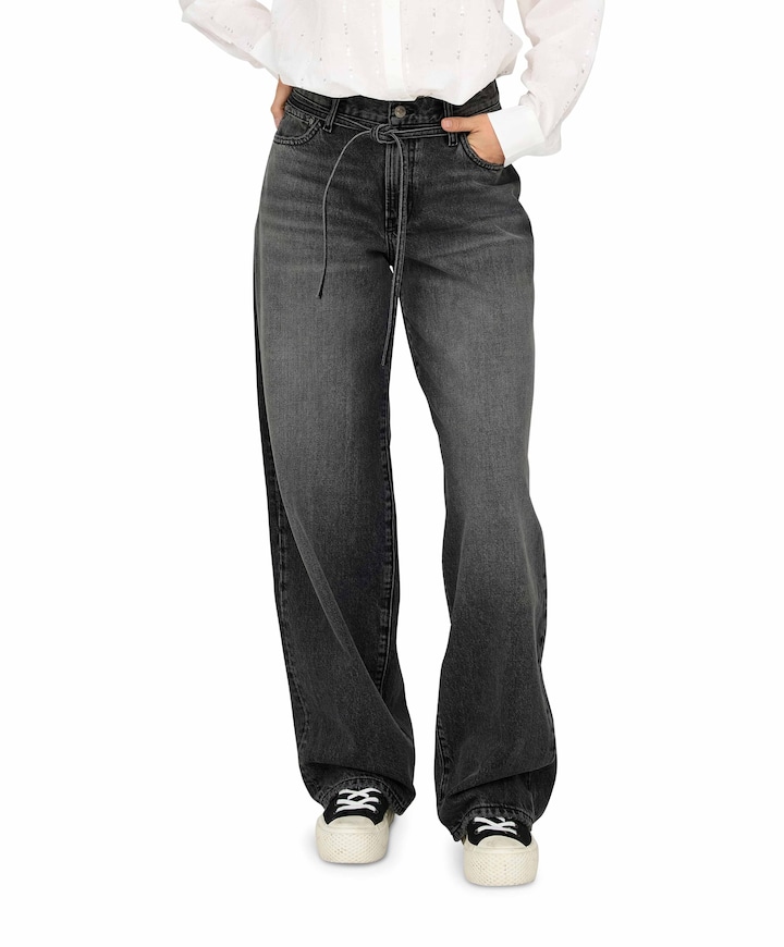 ONLGIANNA MW STRAIGHT DNM DOT980 NO dames jeans zwart