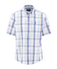 Heren overhemd korte mouw blauw