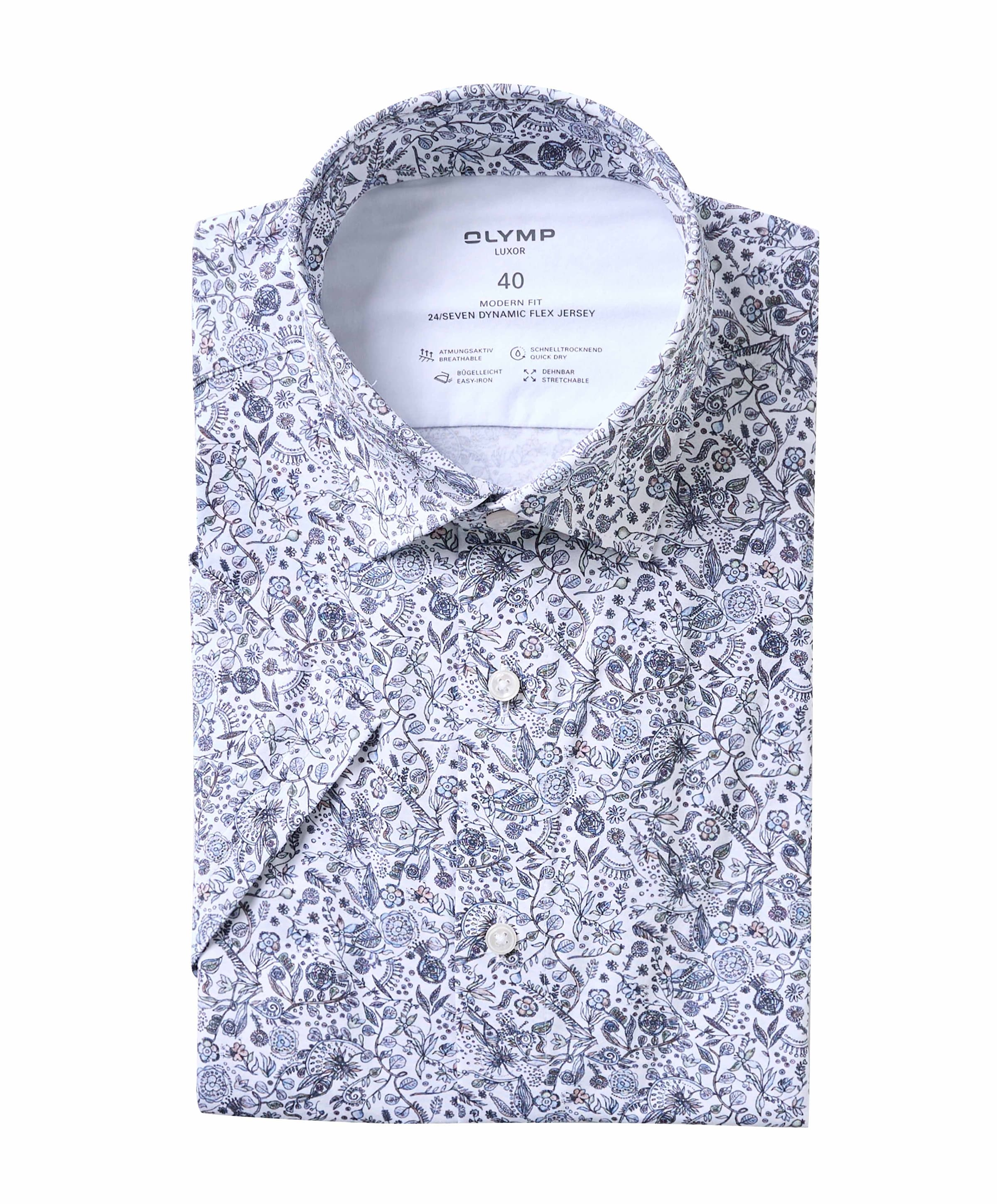 Heren overhemd korte mouw blauw