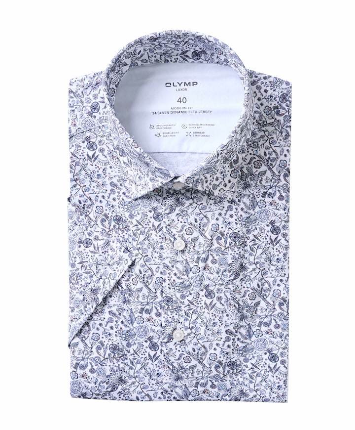 Heren overhemd korte mouw blauw