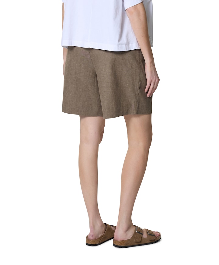 Linen tailored dames korte broek beige