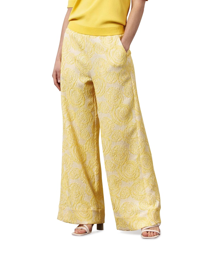 Alba jacquard broek geel