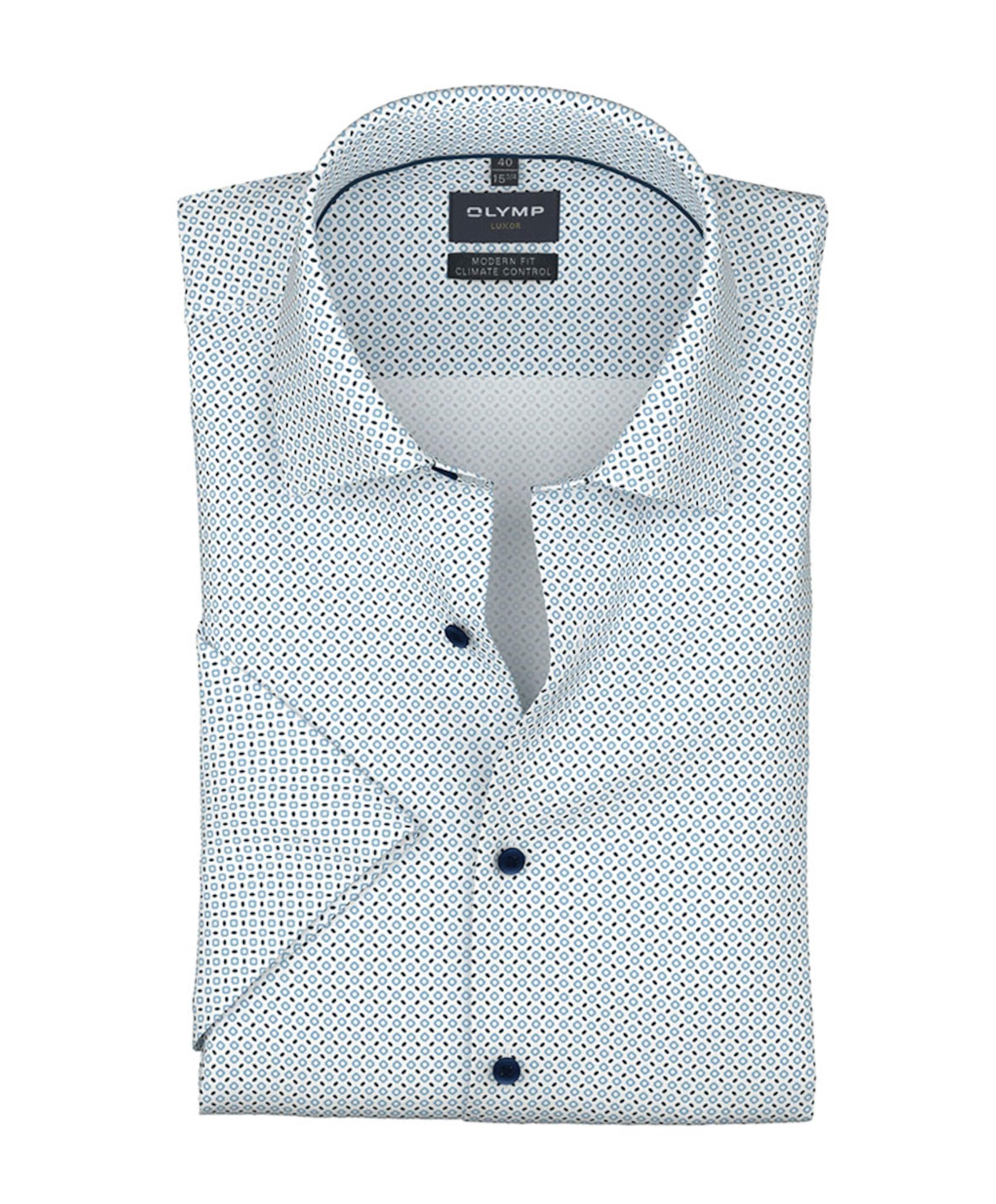 Heren overhemd korte mouw blauw