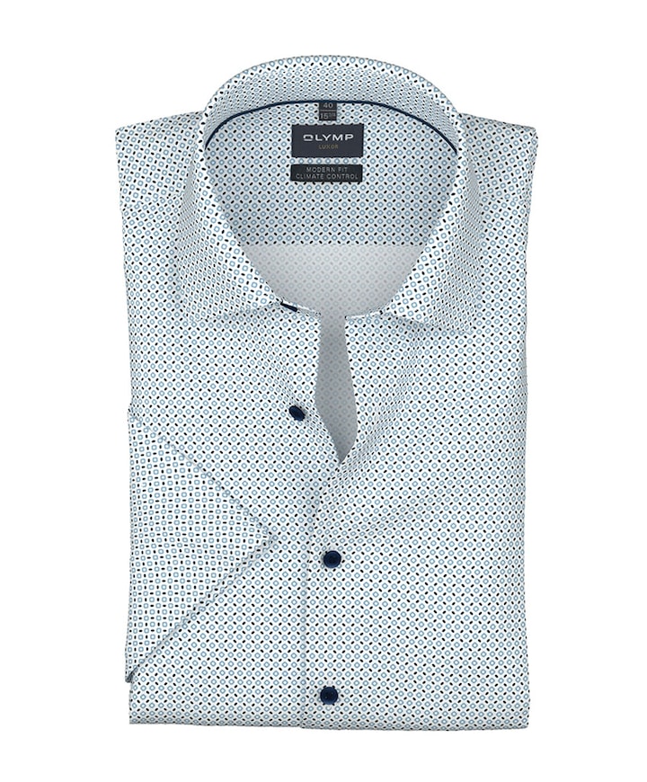 Heren overhemd korte mouw blauw