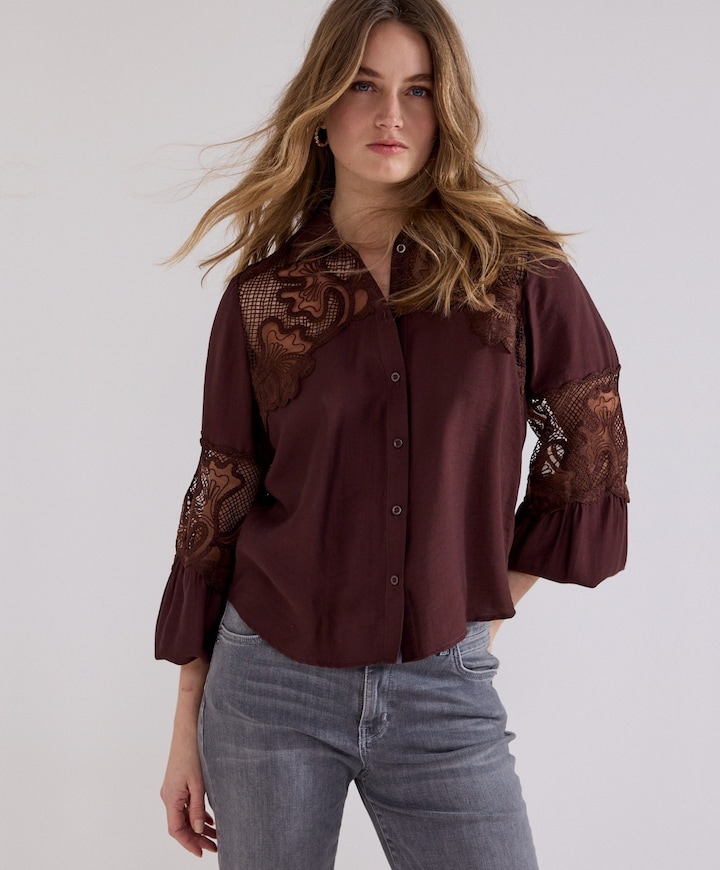 Dames blouse bruin