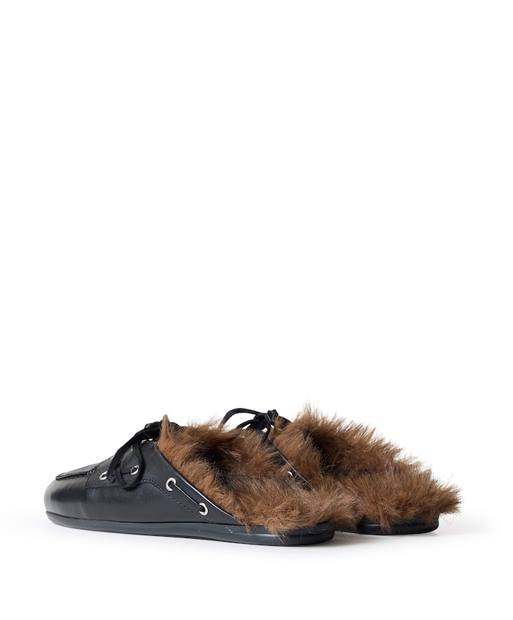 Boat Loafer Mule  dames clogs zwart