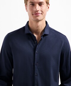 Heren overhemd lange mouw blauw