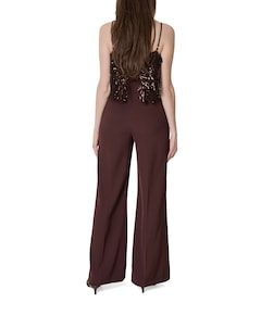Tuta paillettes con frange dames jumpsuit bruin