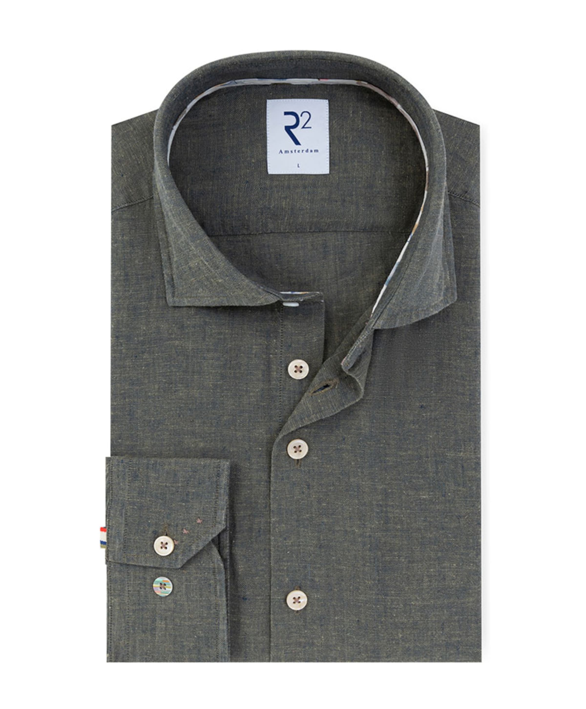 Heren overhemd extra lange mouw groen