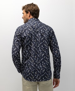 Heren overhemd lange mouw blauw