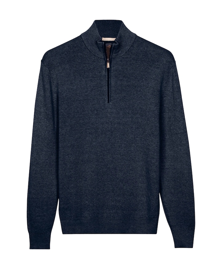 Heren trui met rits blauw
