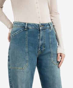 Cargobroek met laag kruis dames jeans blauw