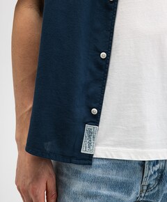 Heren overhemd korte mouw blauw