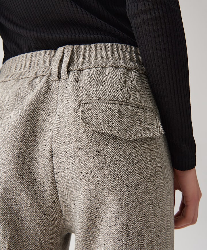 Meeri herringbone pantelon grijs