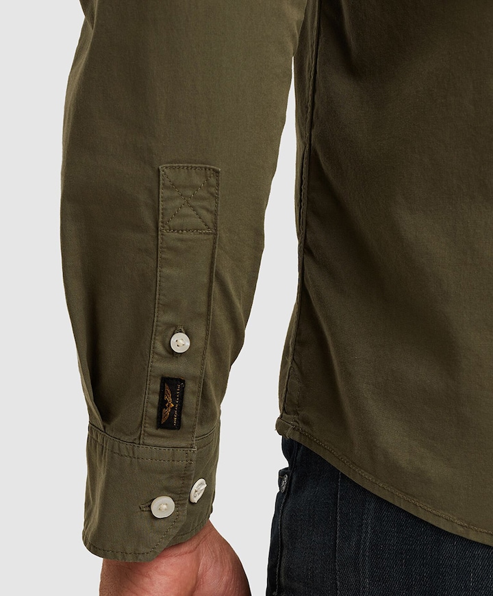 Heren overhemd lange mouw groen