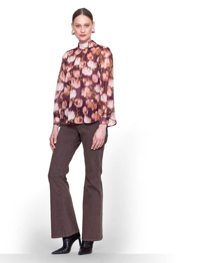 Flair lurex dames jeans bruin