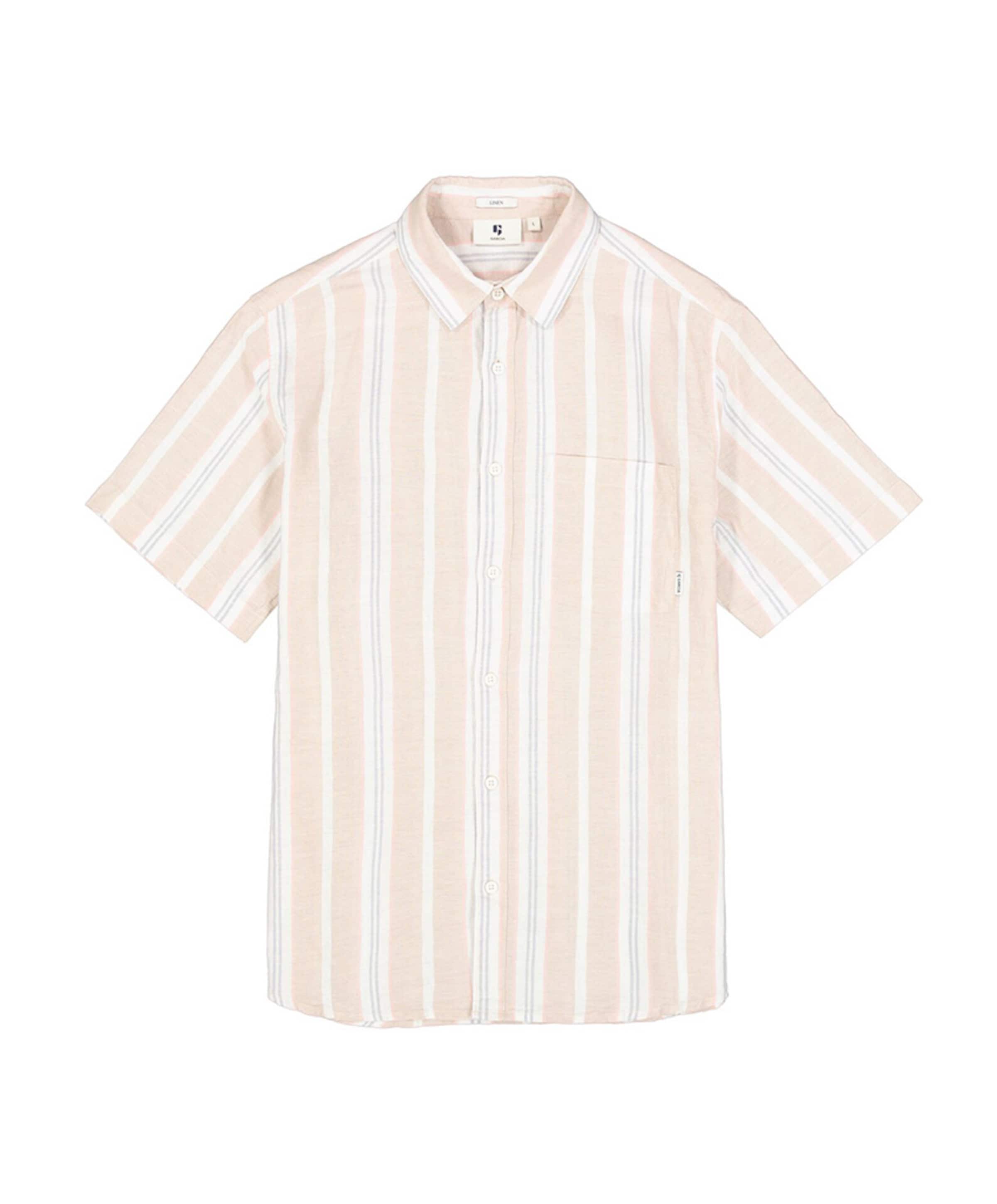 Heren overhemd korte mouw beige