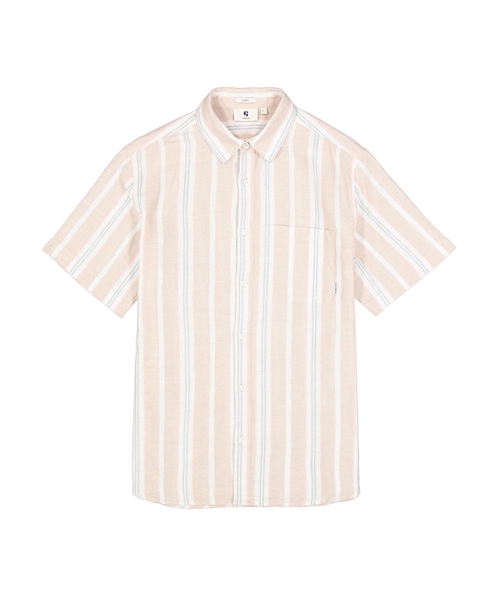 Heren overhemd korte mouw beige