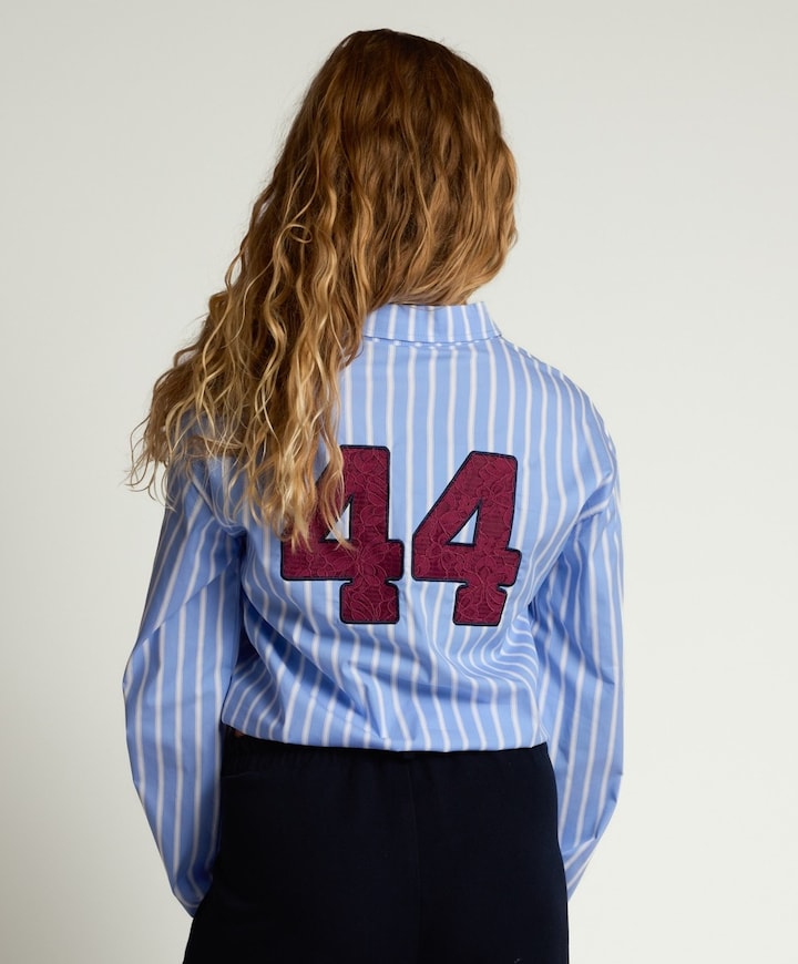 Meisjes blouse lange mouw blauw