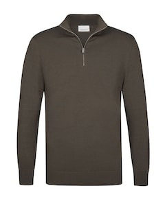 Heren trui met rits bruin