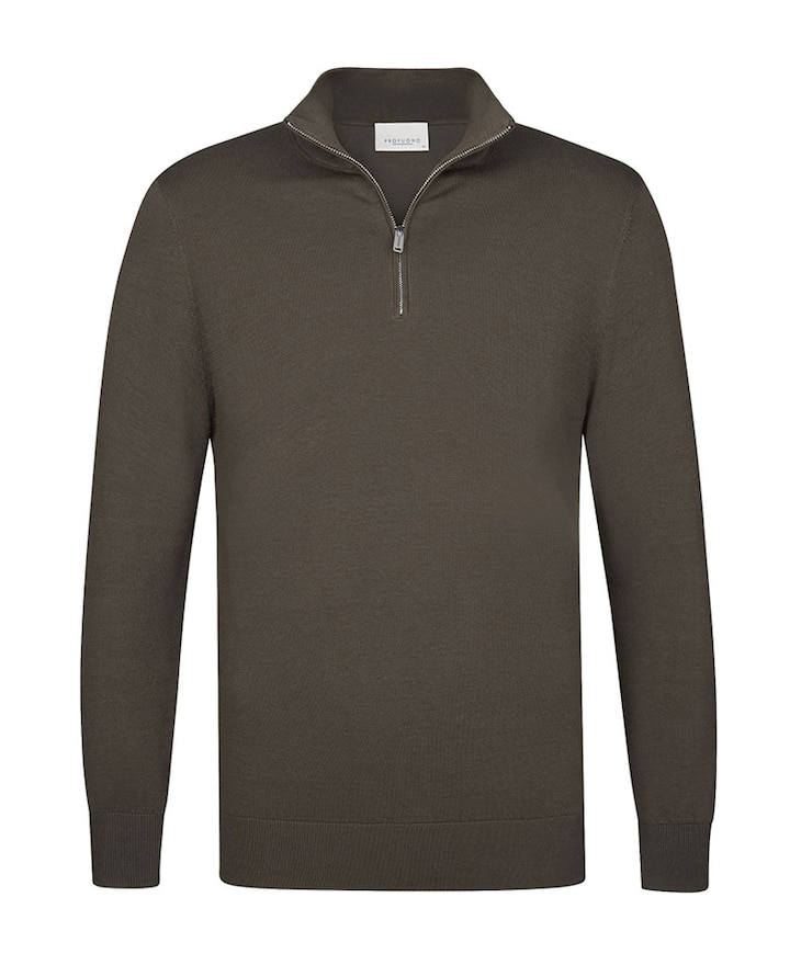 Heren trui met rits bruin