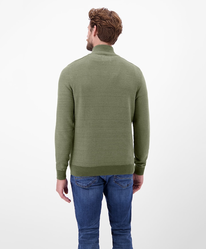 Heren trui met rits groen