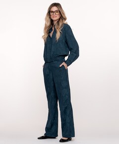 Denim flowers broek blauw