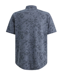Heren overhemd korte mouw blauw