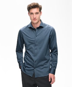 Heren overhemd lange mouw blauw