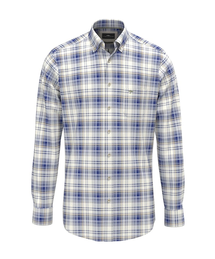 Heren overhemd lange mouw blauw