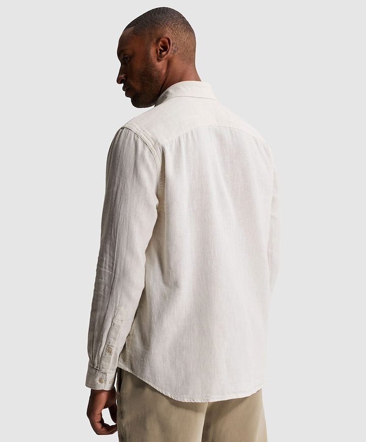 Heren overhemd lange mouw beige