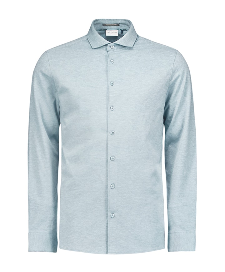 Heren overhemd lange mouw blauw