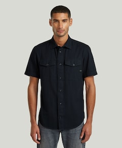 Heren overhemd korte mouw blauw