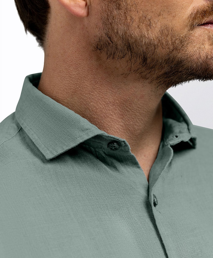 Heren overhemd lange mouw groen