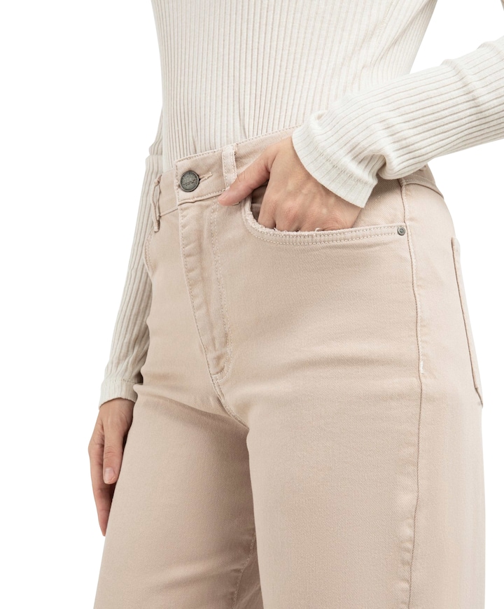 High-waist beige jeans dames jeans beige