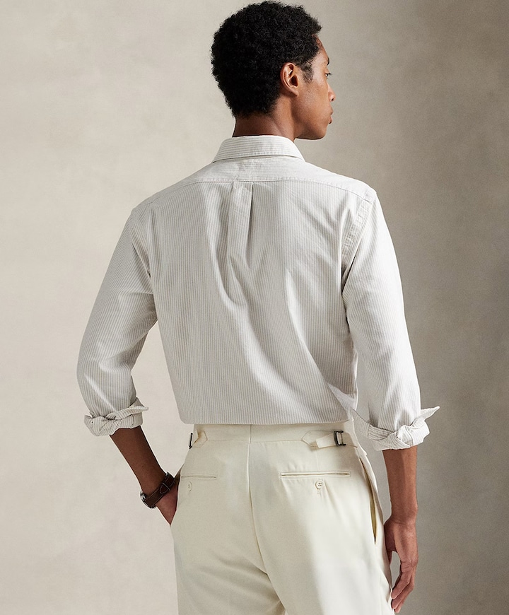 Heren overhemd lange mouw beige