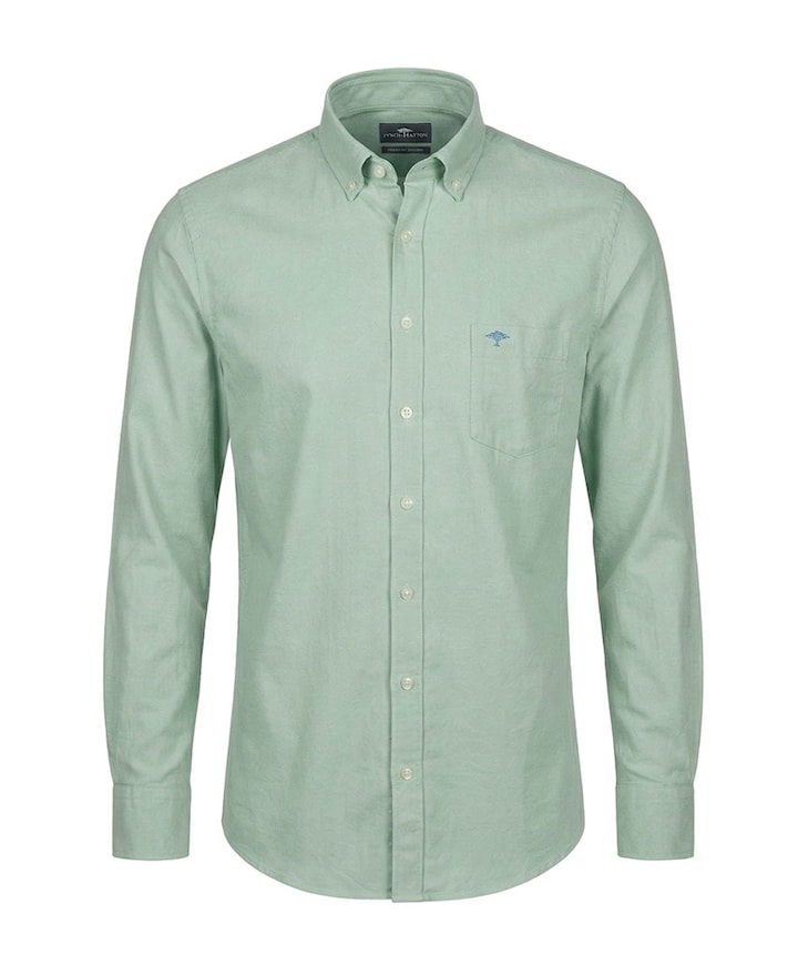 Heren overhemd lange mouw groen