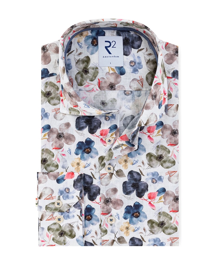 Heren overhemd lange mouw multicolor