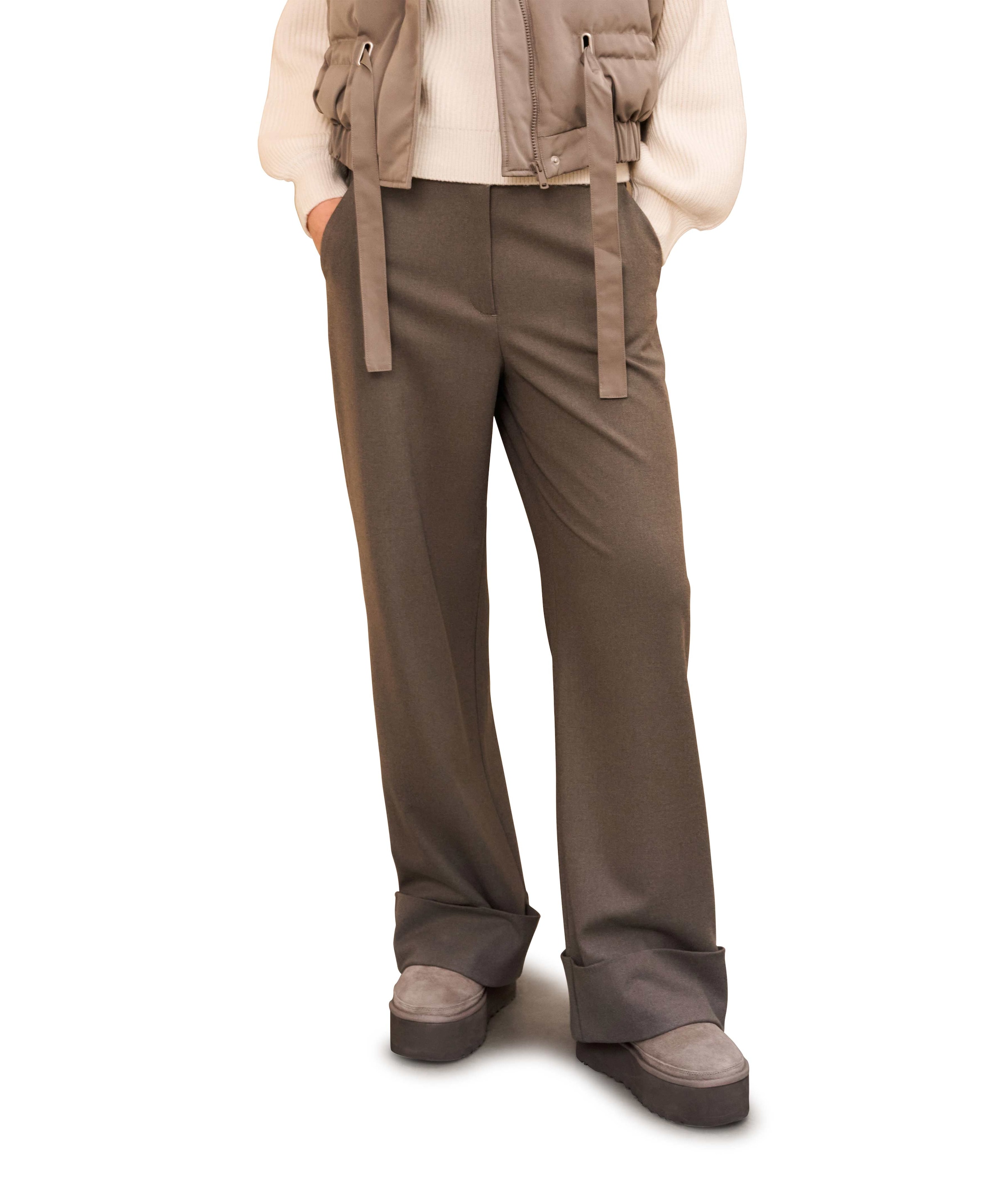 Trousers with turn-ups dames broek grijs