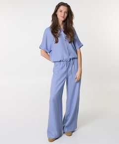 Regular length wide leg dames broek blauw