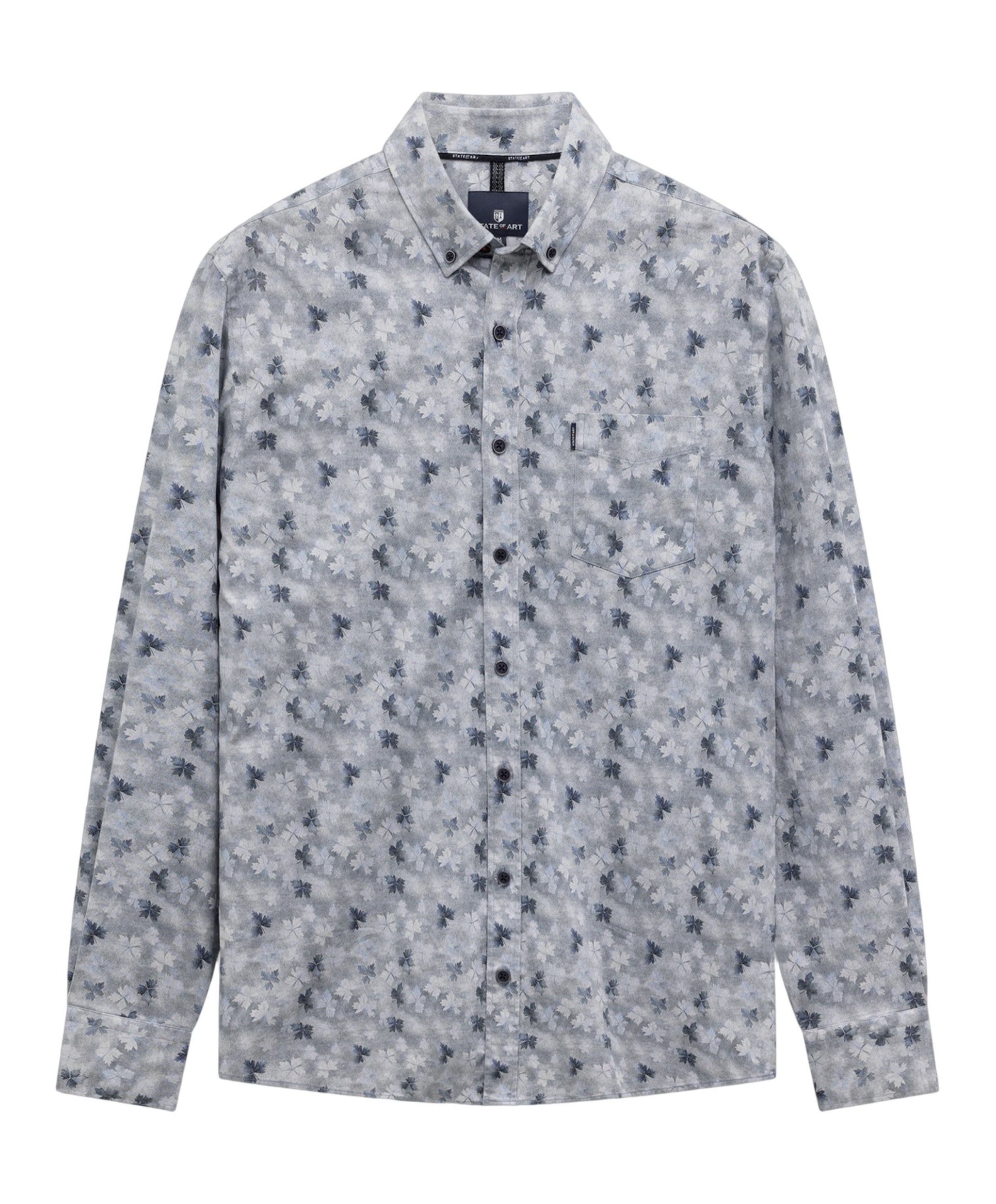 Heren overhemd lange mouw blauw