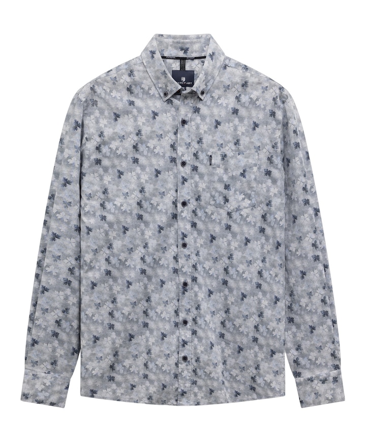 Heren overhemd lange mouw blauw