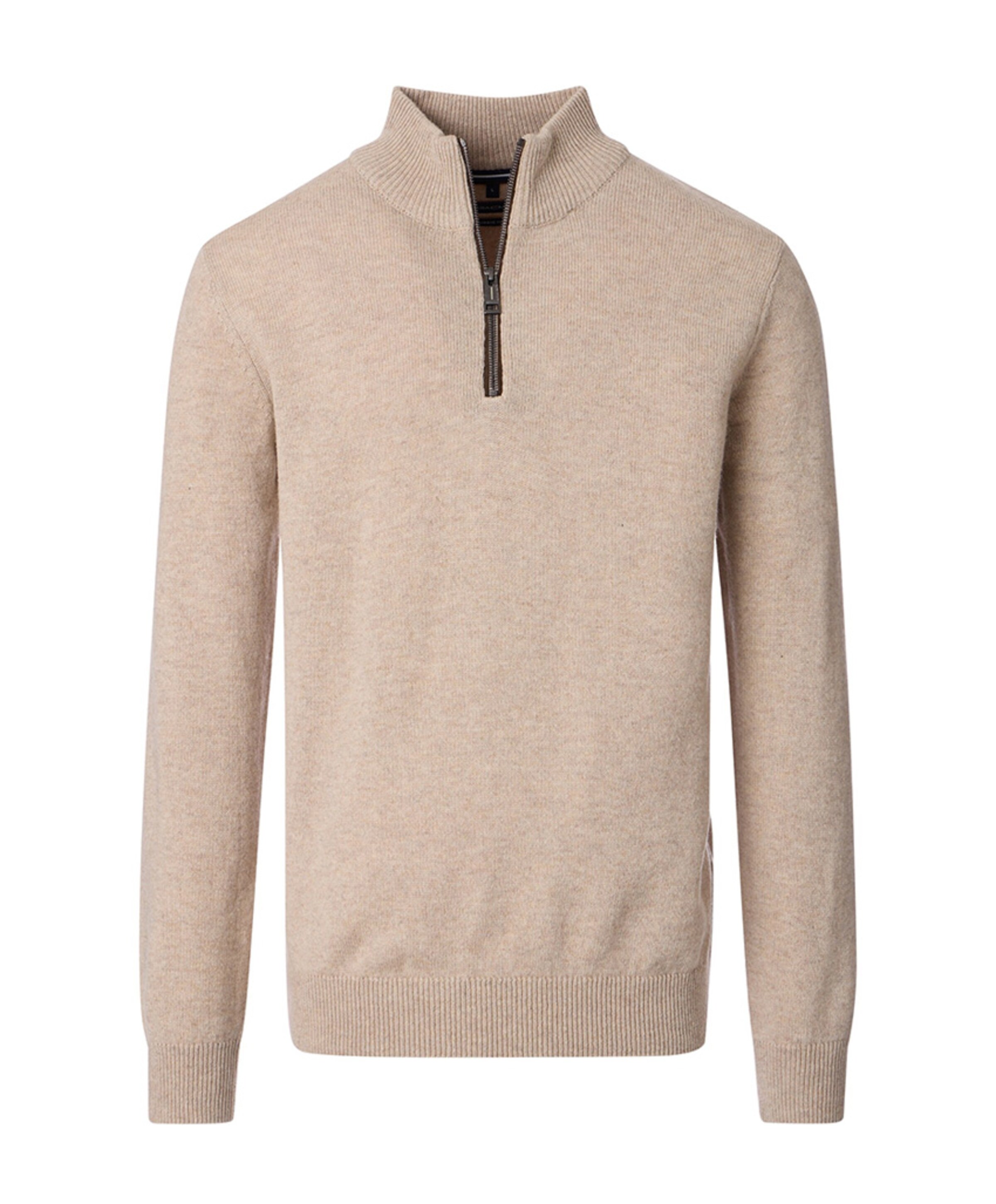 Heren trui met rits beige