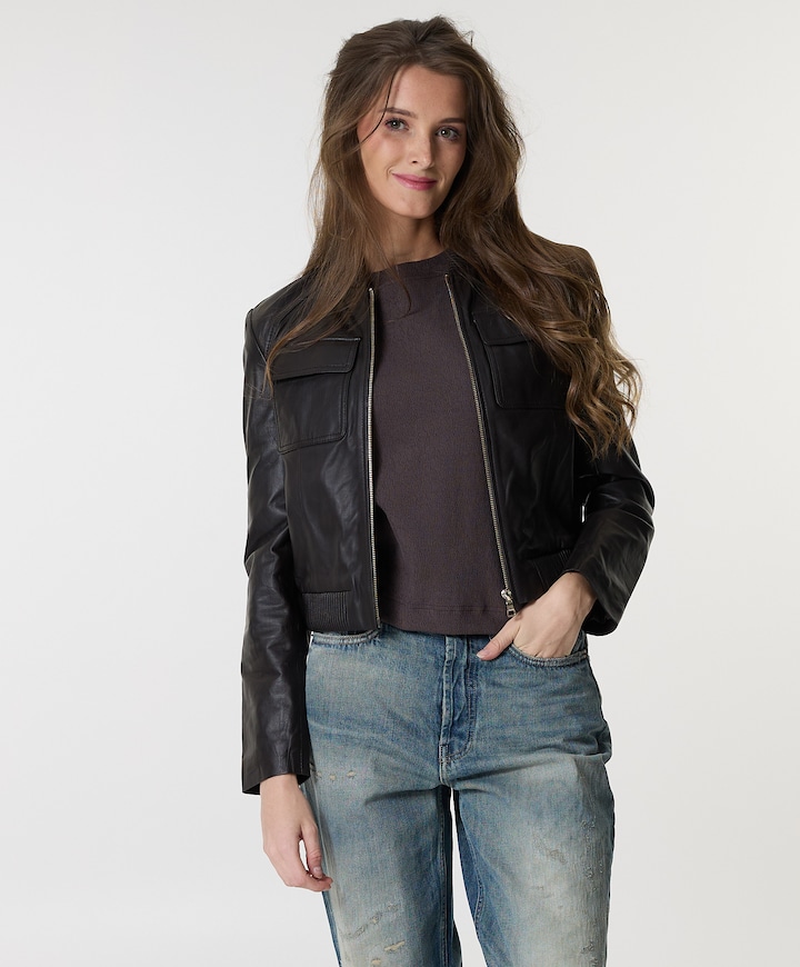 Dames leren jas bruin