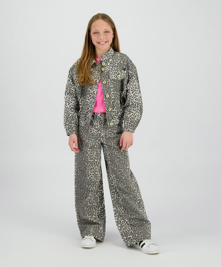 Cassie Leopard meisjes jeans grijs