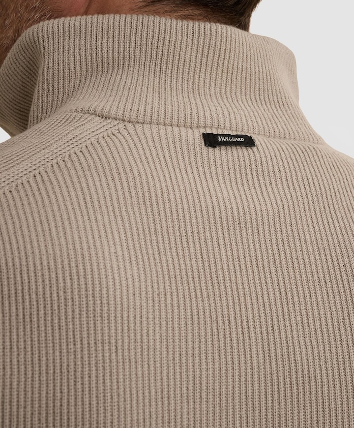 Heren trui met rits beige