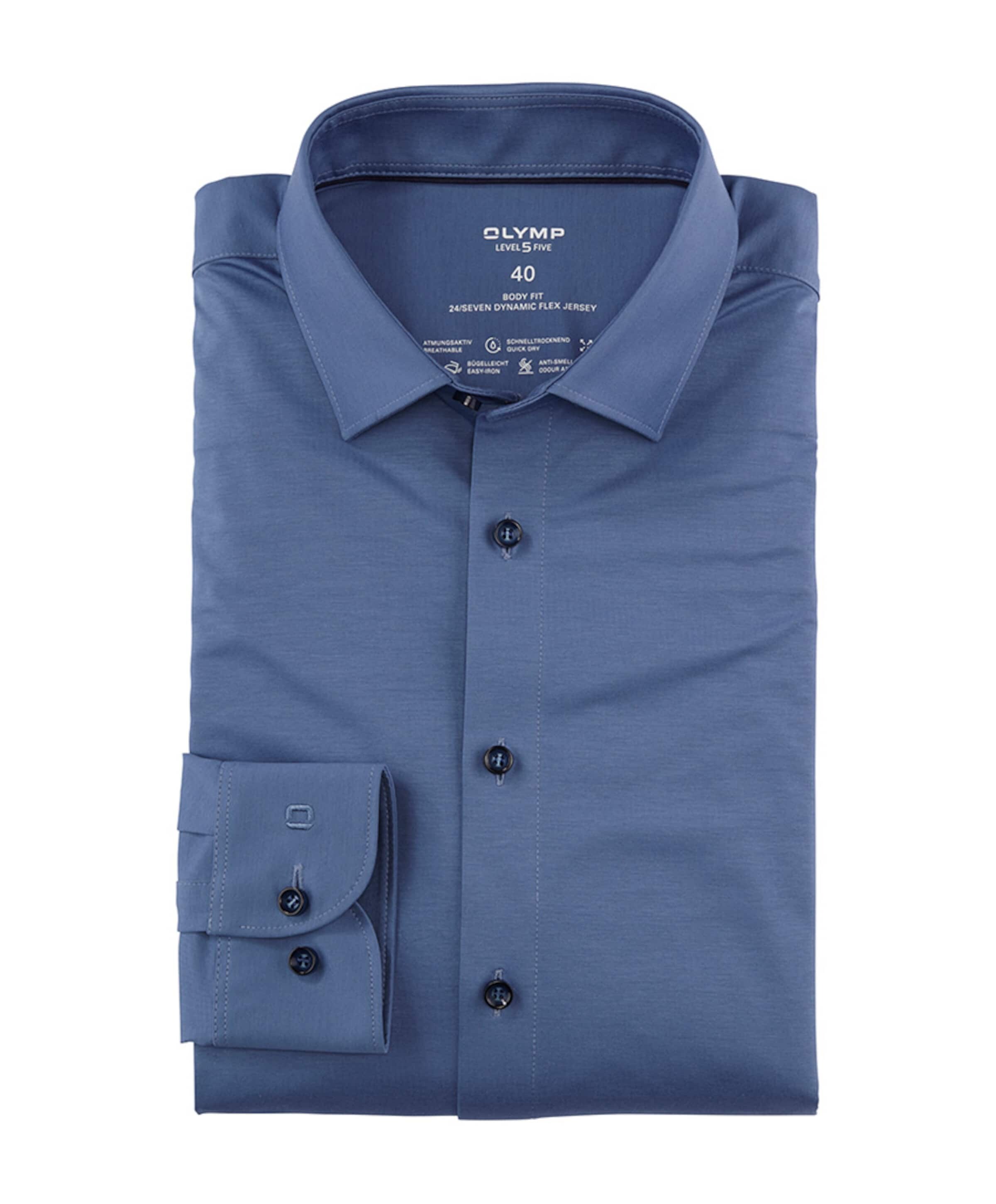 Heren overhemd lange mouw blauw