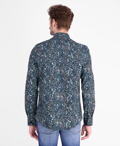 Heren overhemd lange mouw blauw