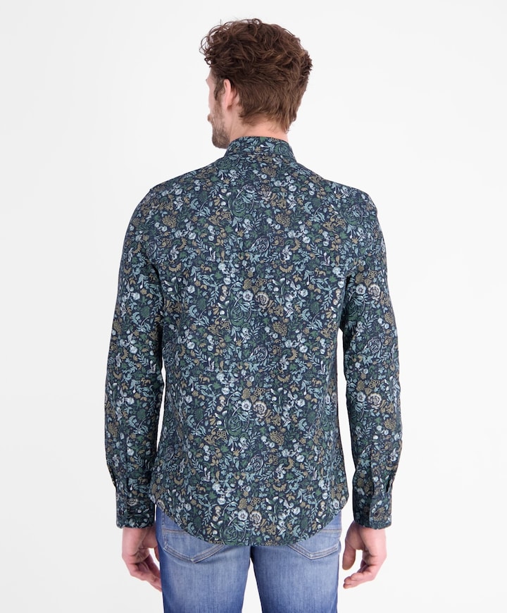 Heren overhemd lange mouw blauw